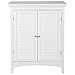 Teamson Home Glancy Wooden Freestanding Floor Cabinet with 2 Adjustable Shelves 3 Storage Spaces 2 Shutter Doors and 2 Chrome-Finished Knobs, White