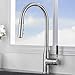 Comllen Commercial High Arc Single Handle Brushed Nickel Pull Down Kitchen Faucet,Stainless Steel Kitchen Faucets with Pull Down Sprayer Kitchen Sink Faucet New Italian Design