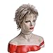 FENCCA Short Curly Wigs for White Women Blonde Bob Hair Wigs Natural Looking Heat Resistant Synthetic Fashion Wig with Wig Cap ( Light Blonde Mixed Red Brown) FC024