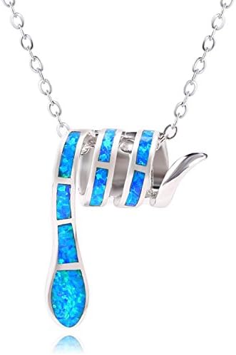 Snake Charm Pendant Necklace Silver-Plated Created-Opal Winding Shape Chains Personality Fashion Jewelry