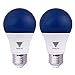 TriGlow Blue LED A19 Light Bulb, 9 Watt (60 Watt Equivalent) Blue Light Bulbs 2-Pack