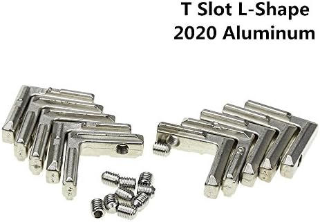 Facthuang 20pcs T Slot L-Shape 2020 Aluminum Profile Interior Corner Connector Joint Bracket for 2020 Alu-Profile 3D Printer (with Screws)
