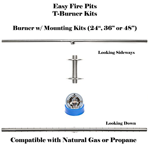 T48K: Ultra Low Profile DIY 48" T-Burner and 4" Adjustable Mounting Kit for Fire Table/ Fire Feature 316 Stainless (not Lessor 304) Convert Existing Table to Propane Fire Table. See EasyFirePits.com Gallery for How To!