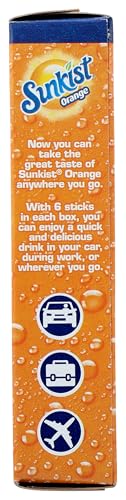 SUNKIST, POWDERED DRINK MIX STICKS ZERO SUGAR SINGLES TO GO ORANGE 6 COUNT, 0.74 OUNCE
