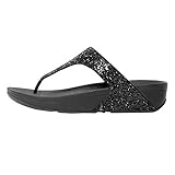 FitFlop Womens Glitterball Toe Post Black Sandal - 9