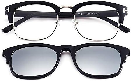 KOMNY Magnetic Mirrors Myopia Frames Half Frame Polarized Sunglasses Men's Magnetic Sunglasses Clips, B