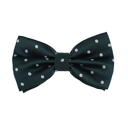 DBD3D01V Dark Green Polka Dots Woven Microfiber Meeting Presents Idea Pre-tied Bow Tie By Dan Smith