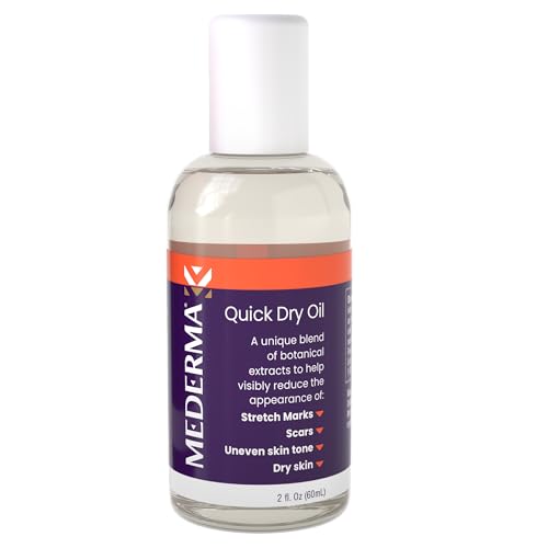 MEDERMA QUICK DRY OIL, SCAR AND STRETCH MARK TREATMENT, HELPS TO IMPROVE THE APPEARANCE OF SCARS AND STRETCH MARKS, WITH NATURAL BOTANICAL EXTRACTS, PARABEN FREE, FAST-ABSORBING, 2.02OZ (60ML)