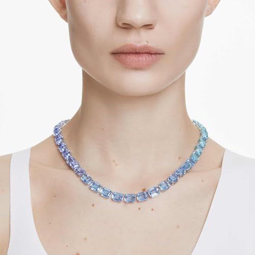Collar Tennis Millenia, Talla octogonal, Degradado de color, Azul, Baño de rodio