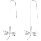 Tassel Dragonfly Threader Drop Dangle Earrings for Women Cute Sterling Silver Plated Long Chain Animal Dangling Hanging Earrings Minimalist Dangling Hypoallergenic Piercing Gifts Daughter Birthday
