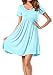 LAINAB Womens Summer O Neck Flowy Loose Casual Short Tunic Dress Sky Blue XXL