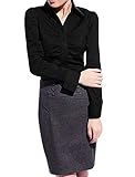 Allegra K Women Single Breasted Long Sleeves Ruched Front Shirt XS Black