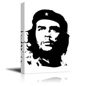 Canvas Prints Wall Art - Portrait of Che Guevara in Black and White | Modern Wall Decor/Home Decoration Stretched Gallery Canvas Wrap Giclee Print & Ready to Hang - 18" x 12"