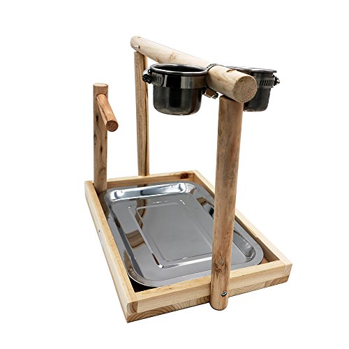 Borange Parrots Playstand Bird Playground Wood Perch Gym Training Stand Playpen Bird Toys Exercise Playgym for Electus Cockatoo Parakeet Conure Cockatiel Cage Accessories Exercise Toy (Include a Tray) - Thumbnail 5