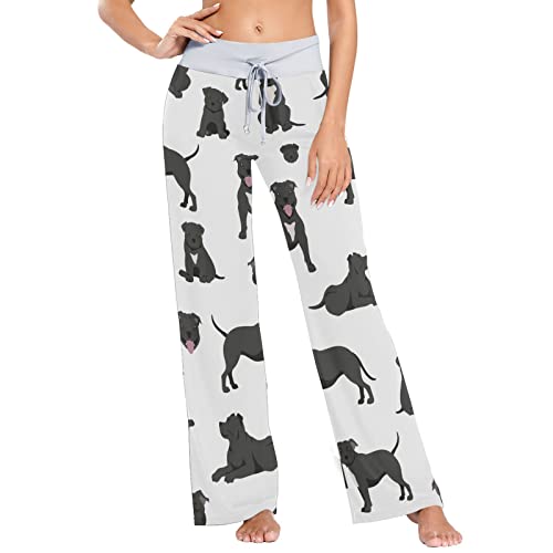 Aflyko Women Pajama Pants Pit Bull Dog Black Pjs Sleepwear Pants at Amazon