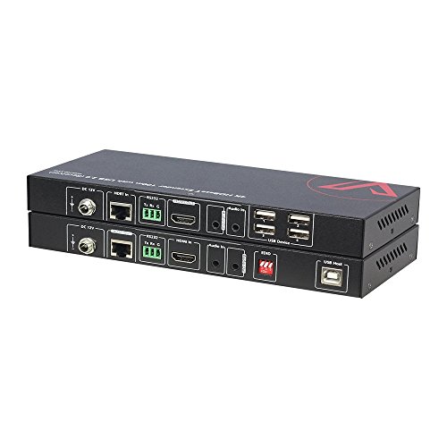 AV Access USB KVM Extender,100m(330ft) 4K 60Hz over Cat5e/6a ,Keyboard+Mouse+HDMI+USB,4 ports USB2.0,RS232,Independent EDID Management