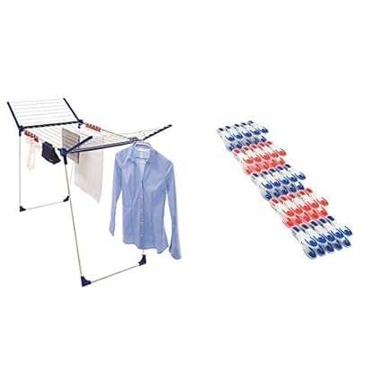 Leifheit Standtrockner Pegasus 200 Solid Comfort , Flügelwäschetrockner für lange Wäschestücke & Wäscheklammer 25er Set,extra