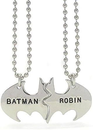 Friendship message two piece pendant necklace - batman and robin (SL)