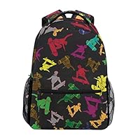 COVOSA Skateboarder Jumping On Skateboard Simple Seamless Lightweight School backpack Students College Bag Travel Hiking Camping Bags