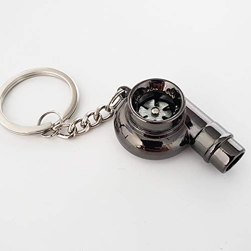 Ispeedytech Spinning Turbo Keychain,Make Whistle Sound,Auto Part Model Metal Keychain/Key Ring/Holder (Bright Black) - Thumbnail 4