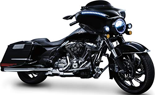 Kuryakyn 7209 Motorcycle Accent Accessory: Lower Fork Leg Deflector Shields with Fender Boss Covers for 2000-13 Harley-Davidson Motorcycles, Gloss Black, 1 Pair