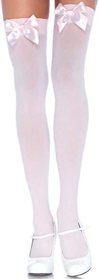 Leg Avenue Bas Nylon à Rayures - Collants Pour Femmes | Blanc Et Rouge | 50% Nylon 50% Polyester