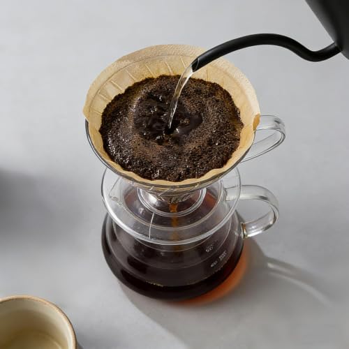 Coador para Filtro V60 02, Suporte para Filtro de Cafe V60 02 Transparente, com 40 Unidades Filtro de Papel 02, 2-4 Xícaras