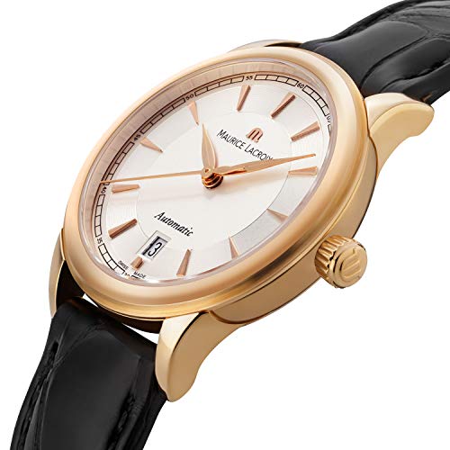Maurice-Lacroix-Les-Classiques-Automatique-Date-Damen-Armbanduhr-Analog-Automatik-mit-schwarzem-Lederband-LC6003-PG101-130-Gehuse-Rotgold-18-Karat-750