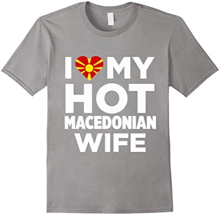 Men's I Love My Hot Macedonian Wife Macedonia T-Shirt XL Slate