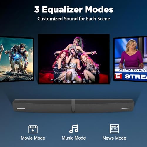 Vecibel Soundbar for TV,90W 2-in-1 Detachable Sound Bar wit Auto Volume Boost, TV Speakers with Bluetooth 5.3/ARC/Optical/AUX Connect, Home Cinema Soundbars for PC/Gaming/Projectors,1 Set