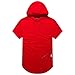 UNRESTRAINED Mens Urban Street Wear Swag Hood Tshirt,Red, M