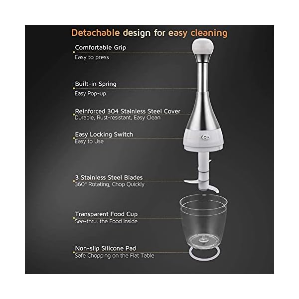 Stainless-Steel-Manual-Food-Chopper-Handheld-Veg-Chopper-with-Detachable-Blades-Cup-Powerful-Garlic-Chopper-Processor-for-Onions-Ginger-Herbs-Small-Vegetables-Salsa Stainless Steel Manual Food Chopper - Handheld Veg Chopper with Detachable Blades & Cup - Powerful Garlic Chopper & Processor for Onions, Ginger, Herbs, Small Vegetables, Salsa