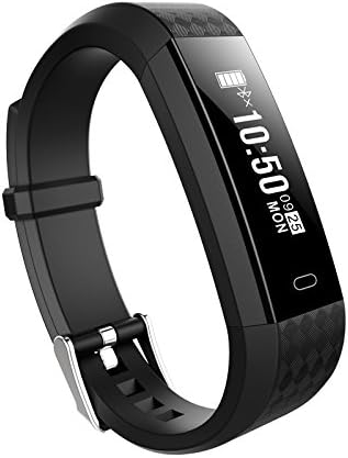 Kassica Fitness Trackers Heart Rate Monitor Smart Bracelet Bluetooth Smartwatch Waterproof Smart Wristband With Sleep Monitor Steps Counter Sport Activty Tracker for IOS Android (Black)