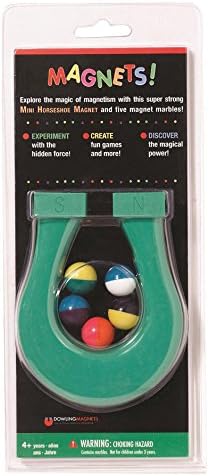 Dowling Magnet 736609 Mini Horseshoe Magnet with 5 Magnet Marbles, Assorted Colors