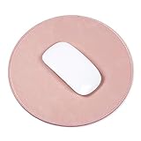 ProElife Home/Office Round Premium PU Leather Mouse Mice Pad Mat Smooth Surface Non-slip Noiseless for Magic Mouse Microsoft Mouse Mice, Wired/Wireless Bluetooth Mouse (Rose Gold Color)