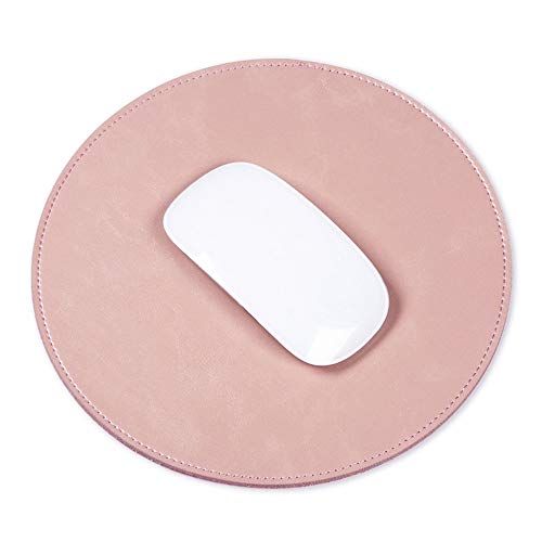 ProElife Home/Office Round Premium PU Leather Mouse Mice Pad Mat Smooth Surface Non-slip Noiseless for Magic Mouse Microsoft Mouse Mice, Wired/Wireless Bluetooth Mouse (Rose Gold Color)