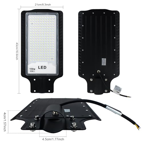 CREATESTAR LED Street Light for Outdoor 150 W, Cool White 6500 K, IP66 Waterproof Security Lighting for Garden, Patio, Paths