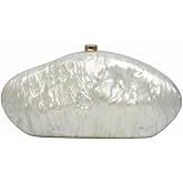 WuDiaoer Shell Shape Acrylic Clutch Trendy Metallic Acrylic Evening Bag Shiny Egg Purses and Handbags for Women Wedding Party