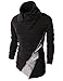 H2H Mens Fashion Turtleneck Slim Fit Pullover Sweater Oblique Line Bottom Edge BLACK US S/Asia M (KMTTL045)
