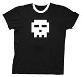 Scott Pilgrim vs. The World Pixel Skull Adult Black with White Ringers T-shirt Tee