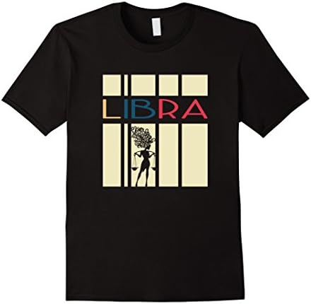 Mens Vintage Style Libra Zodiac T Shirt Retro Design Large Black