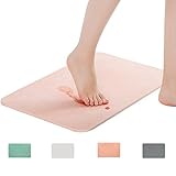 Marbrasse Bath Mat, Absorbent Diatomaceous Earth, Japanese Design, Antibacterial Deodorant Nonslip Bathroom Floor Mats (Pink)