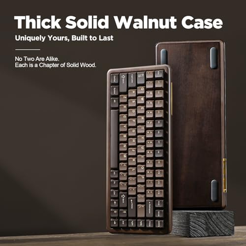YUNZII WOOD84 Wireless Gaming Mechanical Keyboard 75% in Wood, Bluetooth/2.4G/USB-C, RGB Backlight, Tray, Hot-Swap with PBT Keys for Mac/PC, QWERTY (Candy)