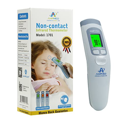 Amplim Non Contact/No Touch Digital Forehead Thermometer for Adults