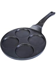 CAINFY Pancake Pan Nonstick-Suitable for All Stovetops & Induction Cooker, 10.5 Inch Mini Silver Dollar Grill Blini Griddle Crepe Pan, 4 Molds Cake Egg Skillet, 100% PFOA Free Coating