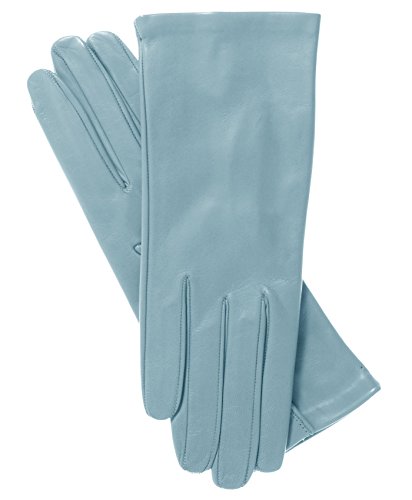 Fratelli Orsini Women's Italian Silk Lined Leather Gloves Size 7 Color 1-Light Blue