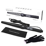 Herstyler Extenso Tapered Ceramic Curling Iron, 1 – 1.25 Inch, Black