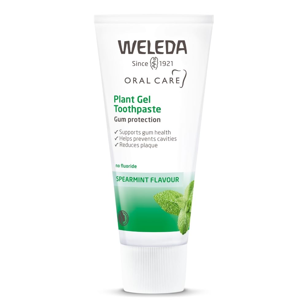 Weleda Plant Gel Toothpaste, Fluoride Free, Sensitive Teeth, Antibacterial, SLS Free, Certified Natural, Organic, Vegan, Mint Flavour, 75ml