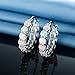 GEMSME 14K White Gold Plated Created Opal Hoop Earrings for Women