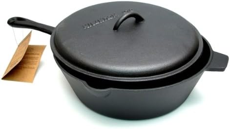 IWGAC 0166-10110 Old Mountain Cast Iron Preseasoned 5 qt Deep Fry Skillet w Lid